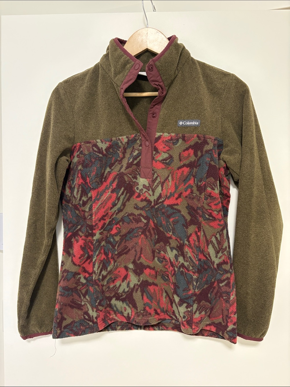 Columbia Kids Olive & Red Patterned Fleece Pullover